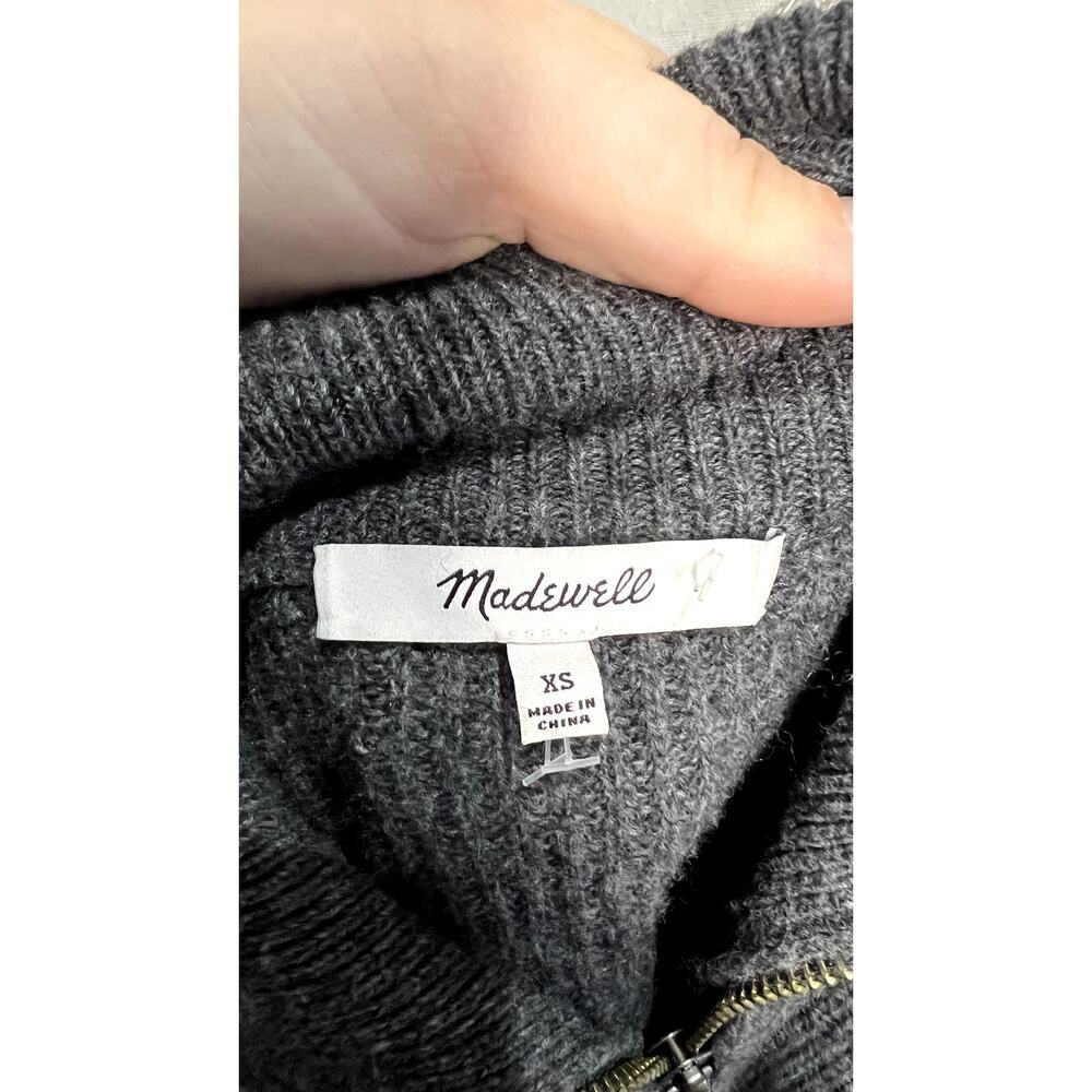 Madewell Women's XS Gray Ribbed Knit 1/4‎ Zip High Neck Sweater - Picture 7 of 7
